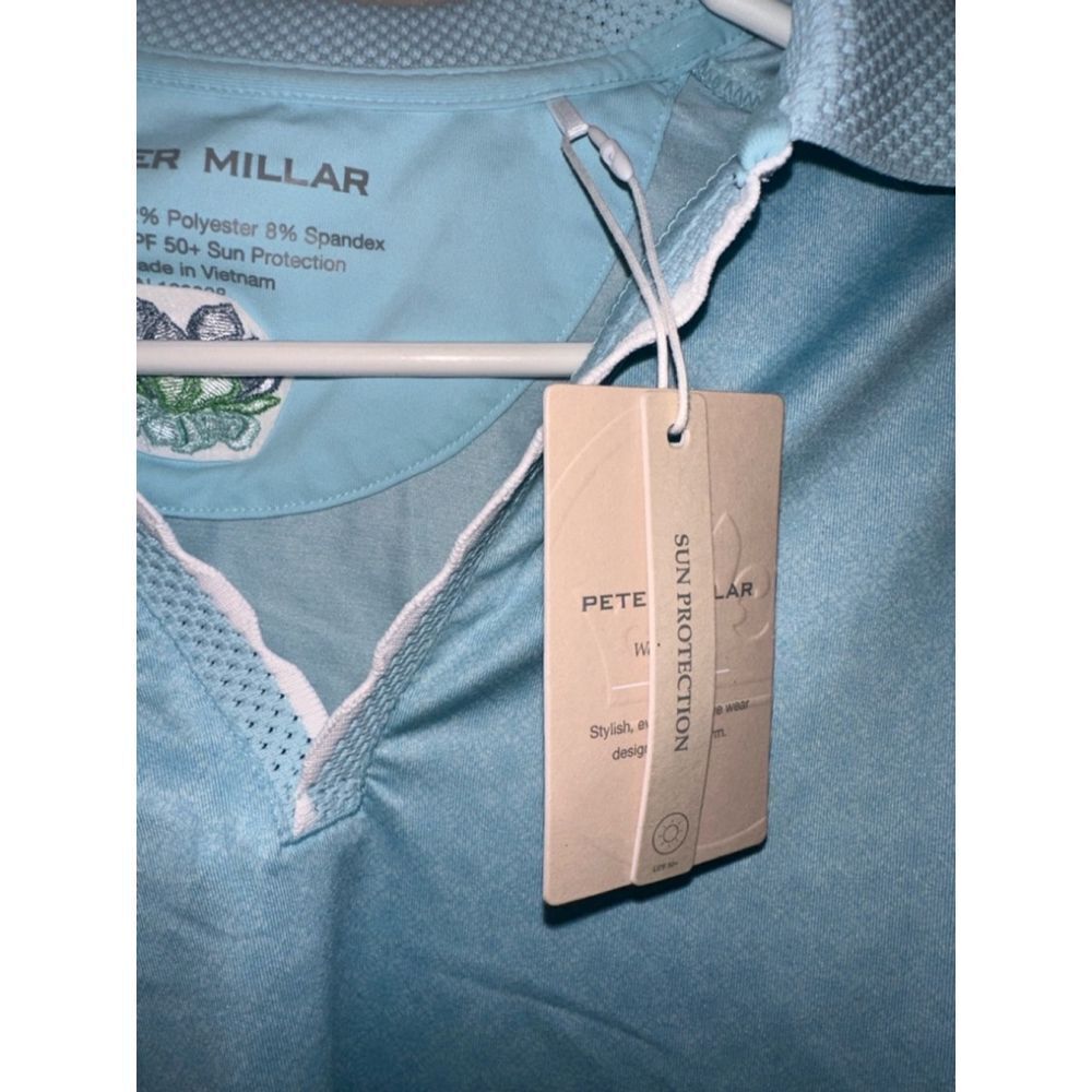 NWT Peter Millar Geo Print Opal Sleeveless Stretch Jersey Polo 
Jersey Polo - Picture 4 of 9
